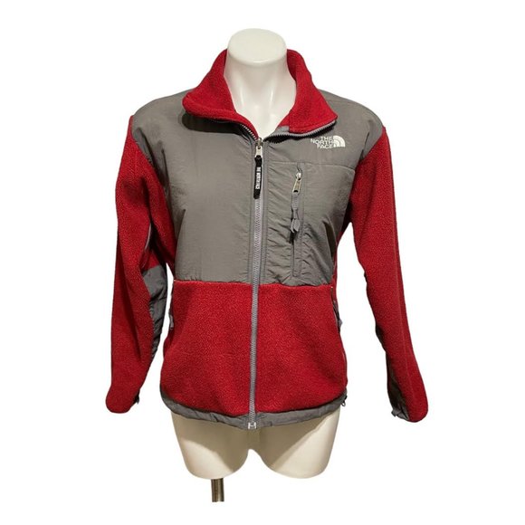 The North Face Small Red Grey Fleece Jacket - Picture 2 of 8